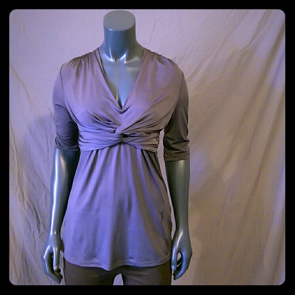 Dark grey double crossed ruched blouse. Very soft