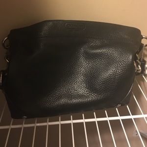 black leather authentic coach bag 8x10 inches