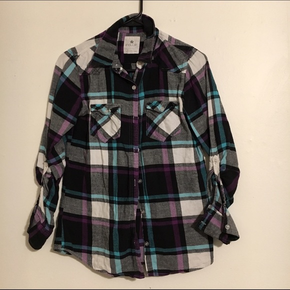 Small Purple Plaid Button Up Flannel
