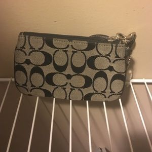 small coach clutch...grey with black monogram