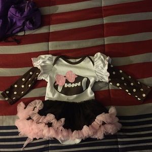 Baby girl long sleeve football onesie with tutu