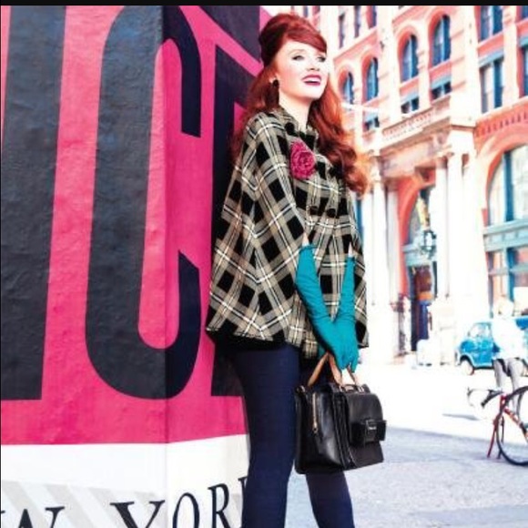 Kate Spade plaid Sophie double breast cape