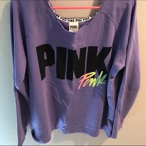 PINK wide neck off the shoulders crew.