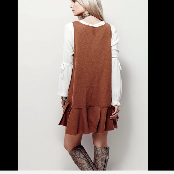 Free People brown boiled wool Oversized  Dress M - Picture 2 of 4