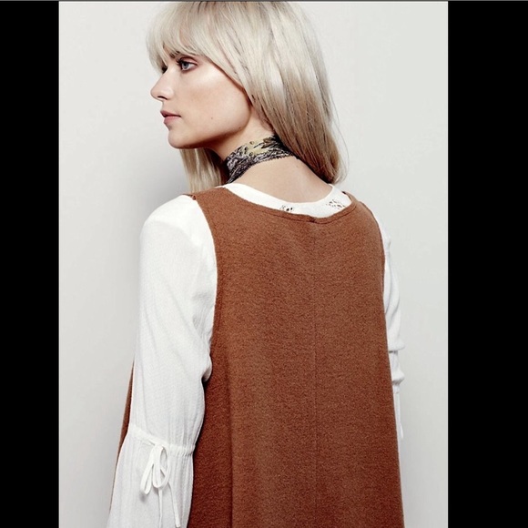 Free People brown boiled wool Oversized  Dress M - Picture 4 of 4