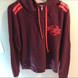 PINK maroon half zip hoodie