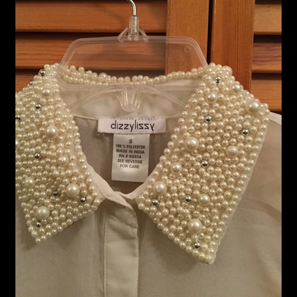 GONE 6/15- pearl rhinestcollar blous BUNDLE ONLY - Picture 2 of 3