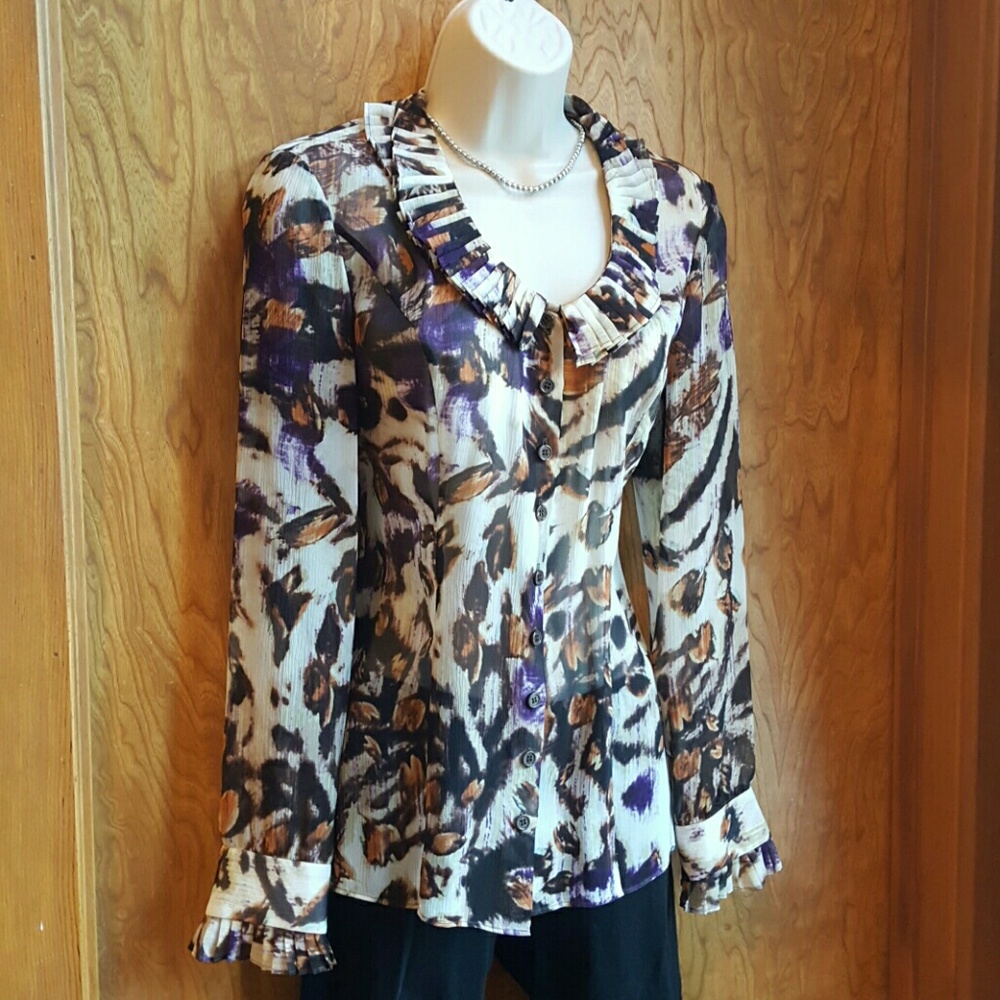 100% silk sheer blouse