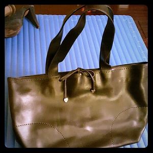 furla black leather purse