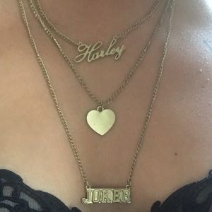Suicide Squad Harley Loves Joker gold necklace