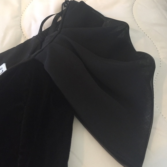 Black Velvet Dress with Sheer Shoulder Sleeves - Picture 4 of 4