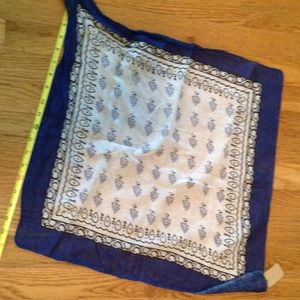 Boho Navy head scarf with white & black