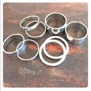 Silver stacking rings set