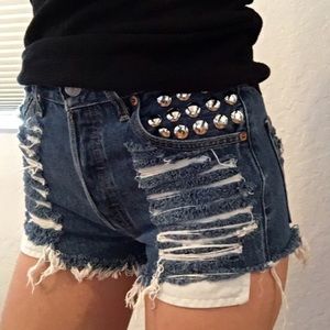 Distressed High Waisted Levi Shorts