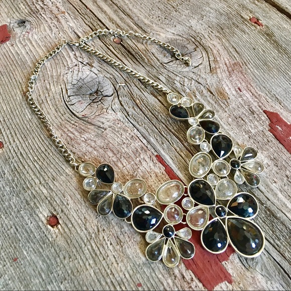 Black, silver, & clear necklace