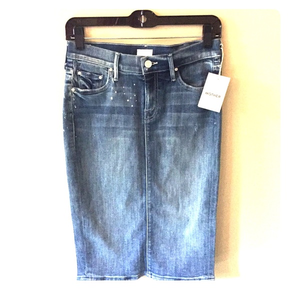 New! MOTHER The Peg Denim pencil skirt