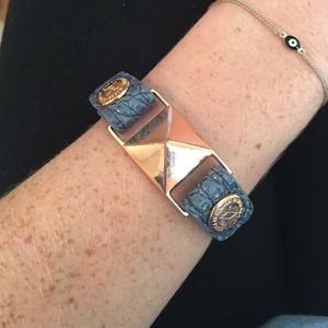 BCBG blue snakeskin rose gold bangle bracelet