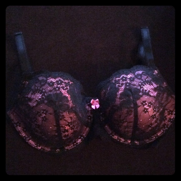 Victoria's Secret Black Lace Bra with Pink lining