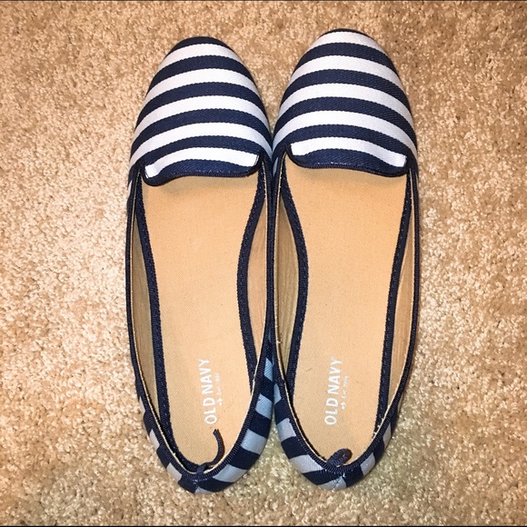 NWOT navy stripe canvas flats - Picture 2 of 4