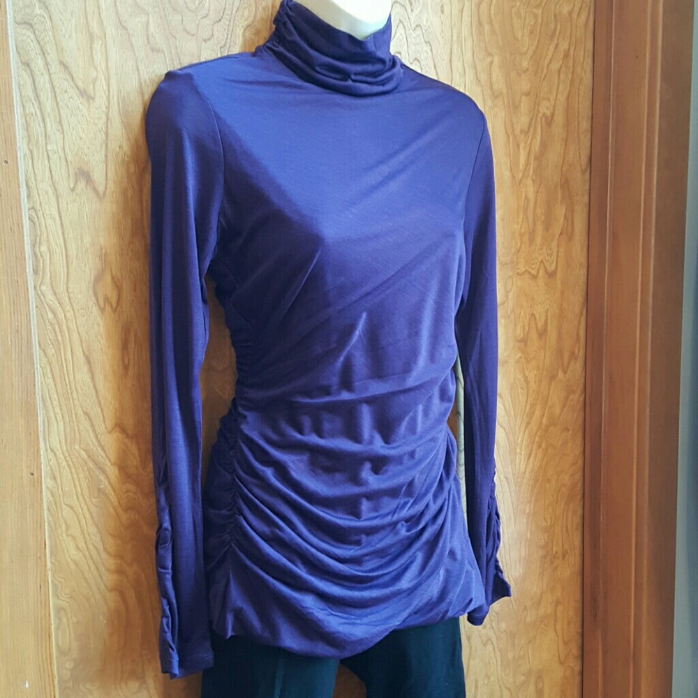 100% silk mock turtleneck top. Etcetera "concord"