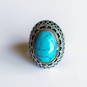 Turquoise Silver Tribal Ring