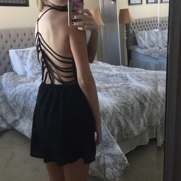 Black low cut cut out back romper