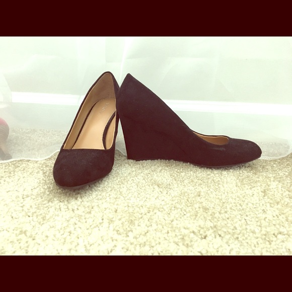 Black faux suede wedges Merona for target