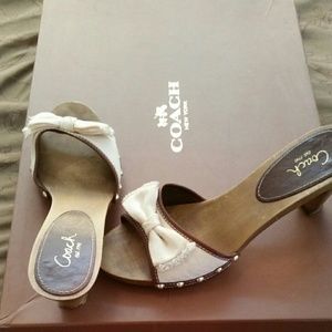 Coach Slip On Denim Sandals with Clog Heels