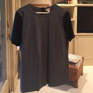 J. Crew Leather sleeve tshirt