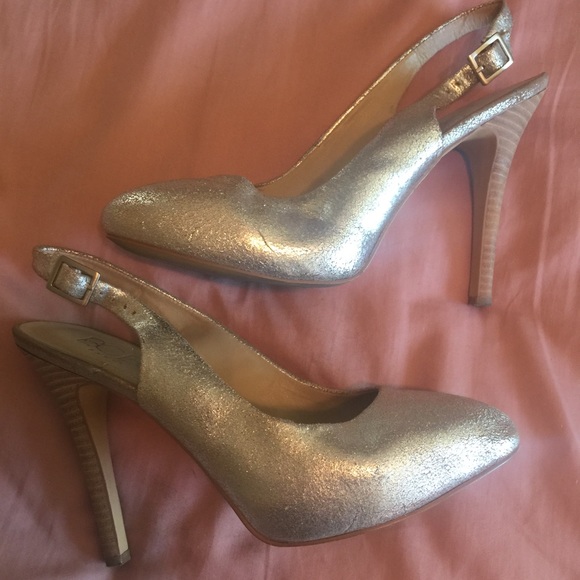BCBG Silver antiqued distressed leather sling back