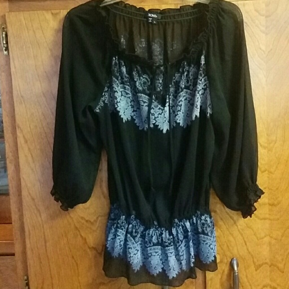 XOXO Sheer Peasant Blouse