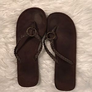Dark Brown Boho Flip Flops