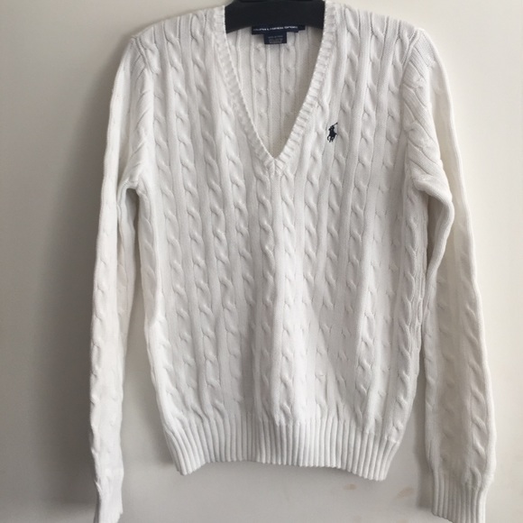 Ralph Lauren white cable knit sweater