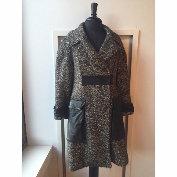SOLD: Cynthia Steffe Wool and Leather Coat