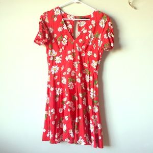 Red daisy sun dress