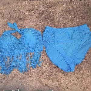 Fringe Bikini Top with High waisted bottoms