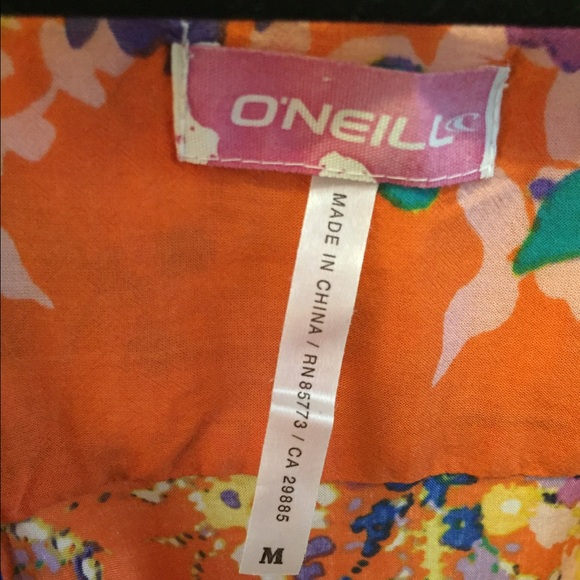 Orange O’NEILL Floral Ruffle Tank Open Back - Picture 4 of 4