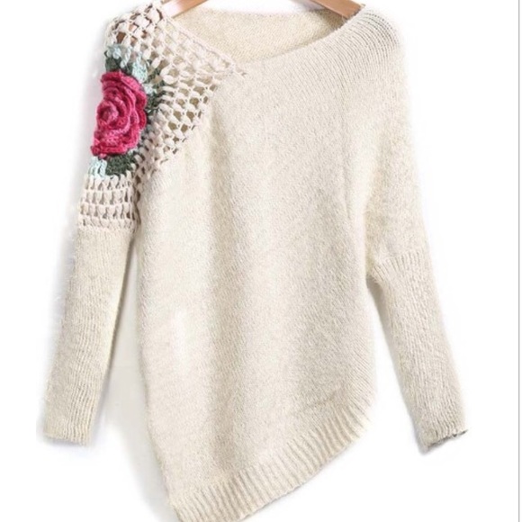 Floral Crochet Loose Sweater