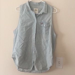 Hollister denim sleeveless button up
