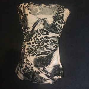 Zebra print black and white cache xs top