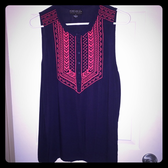 Navy and Red Blouse
