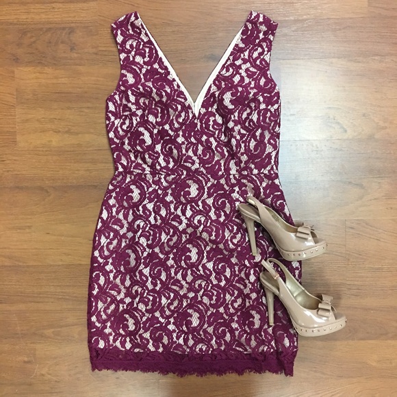 Venus Burgundy / Wine Lace Dress 12