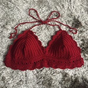 Red Crochet Bralette/Bikini Top