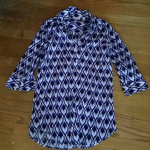Purple/Black/White tunic top blouse
