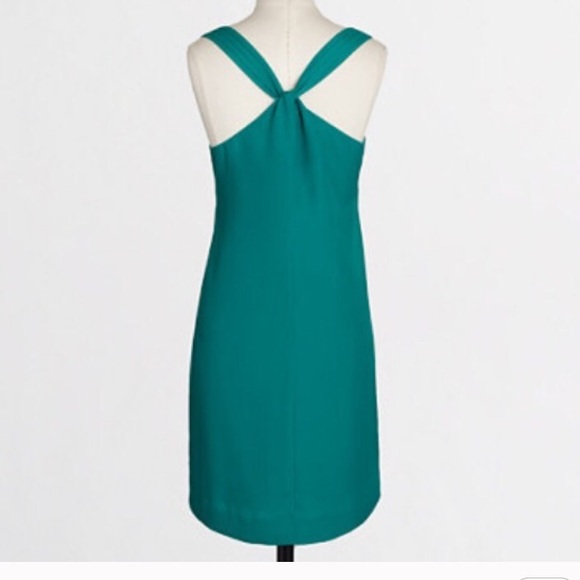 J.Crew Twist Back Teal Sateen Dress 00 - Picture 2 of 2
