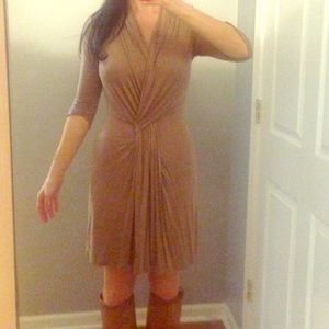 Nude/tan 3-quarter sleeve dress