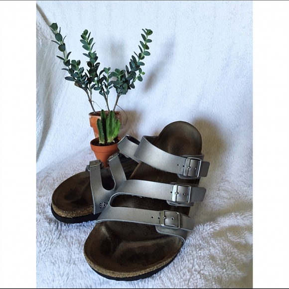 Metallic Silver Birkenstock Sandals