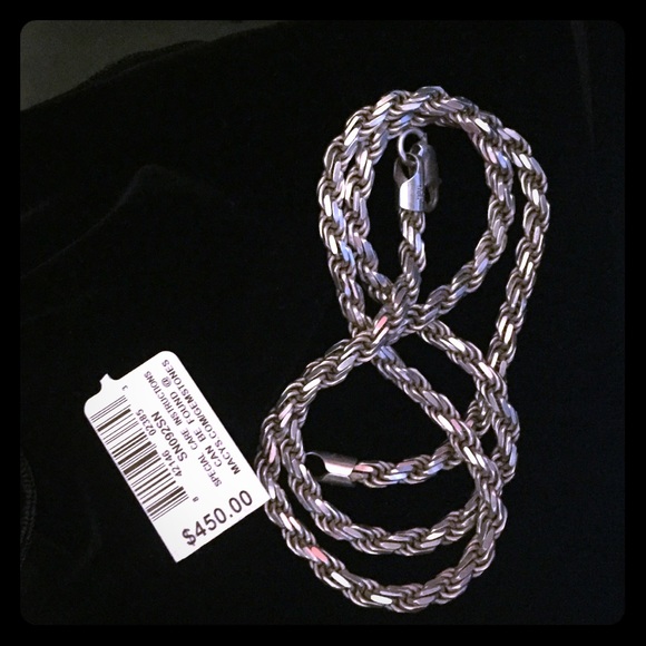 925 Sterling Silver 4.5mm Rope Diamond Cut Chain – Oliver & Navy 22\