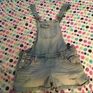 L.E.I. Distressed Denim Shorts/Overalls, Size S
