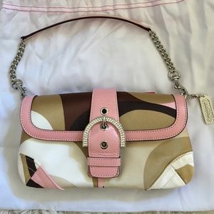 Coach clutch satin/leather/Swarovski crystals